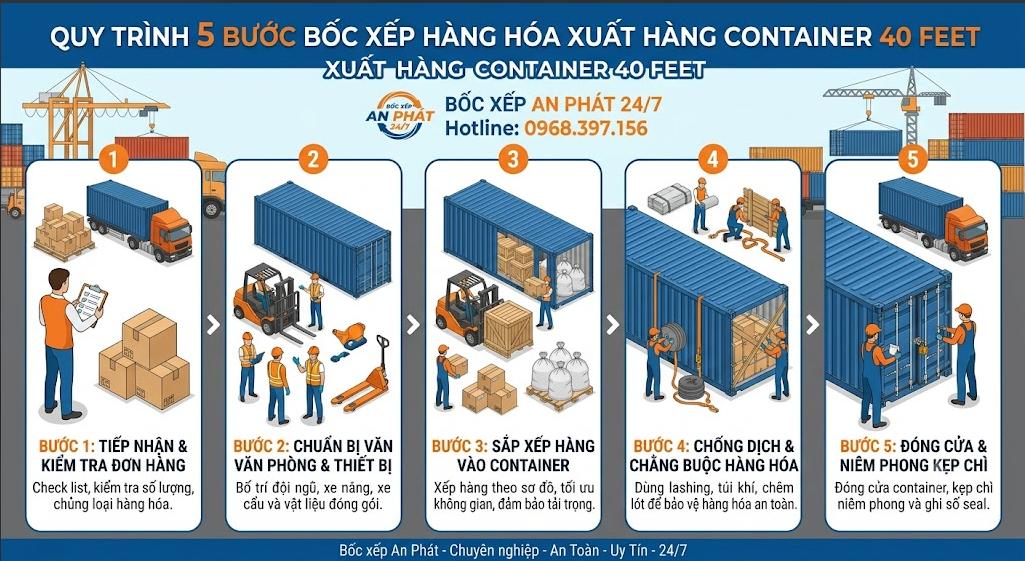 Quy trình về bốc xếp xuất hàng container tại TPHCM